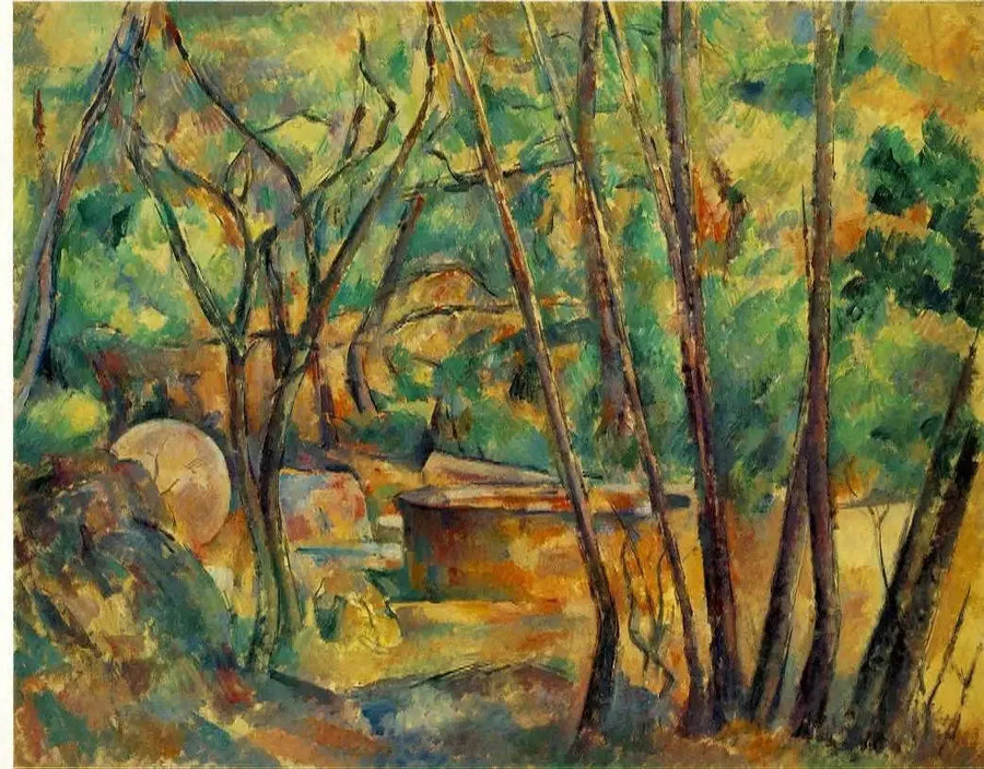 Molen en waterput in het bos - Paul Cézanne