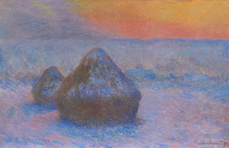 Slijpwielen, zonsondergang, sneeuweffect W1278 - Claude Monet