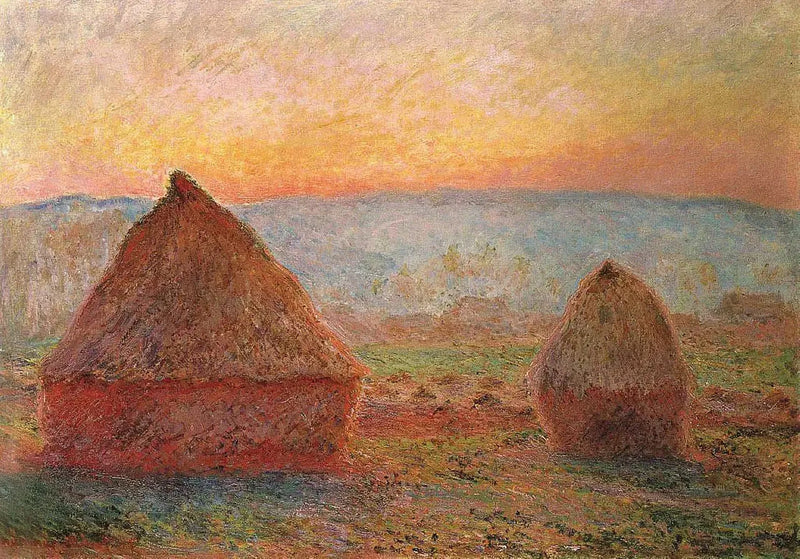 Les Meules in Giverny, ondergaande zon W1213 - Claude Monet