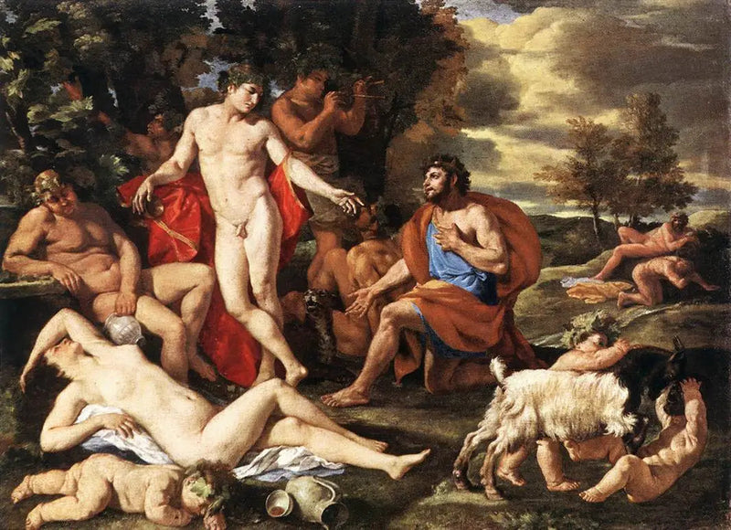 Midas voor Bacchus - Nicolas Poussin