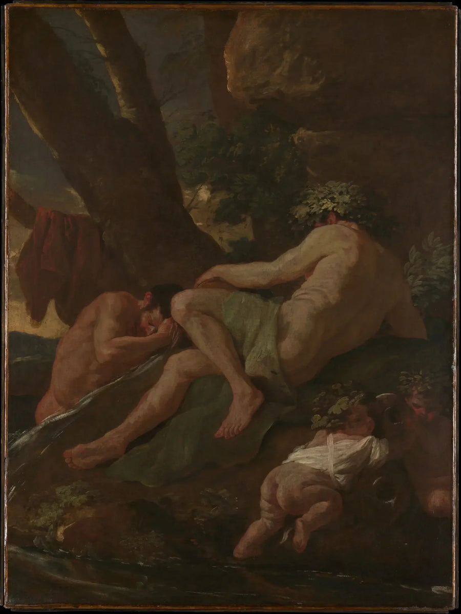 Midas die zich wast in de Pactole - Nicolas Poussin