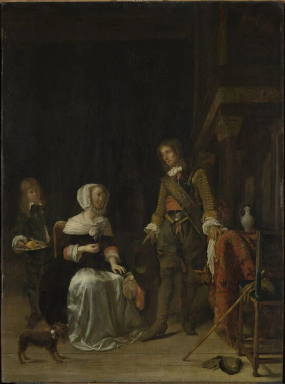 Un militaire rendant visite à une jeune femme - Gabriel Metsu