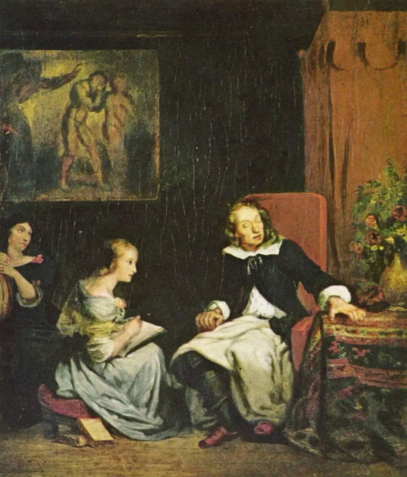 Milton die zijn dochters zijn epische gedicht, 