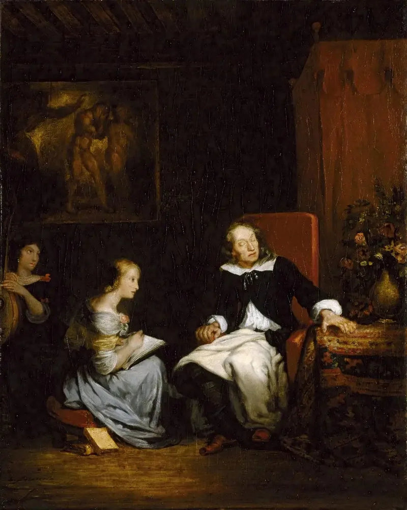 Milton die zijn dochters zijn epische gedicht, 