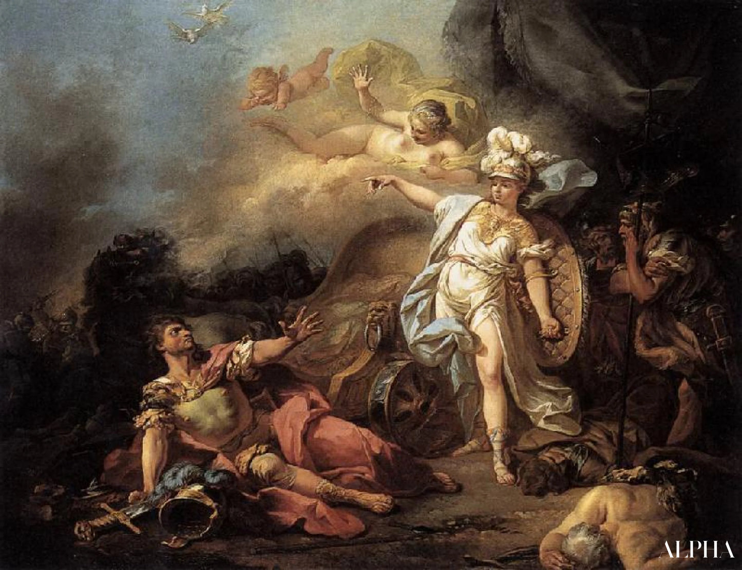 Minerva vecht tegen Mars - Jacques-Louis David - Reproducties van schilderijen en hoogwaardige schilderkunst