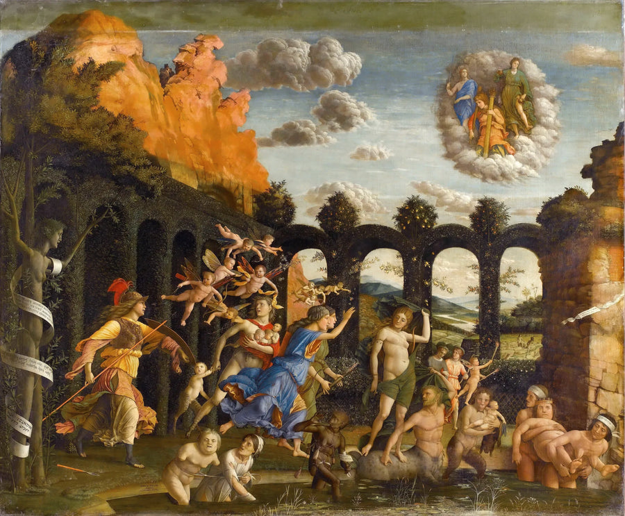 Minerve die de zonden uit de tuin van de deugd jaagt - Andrea Mantegna