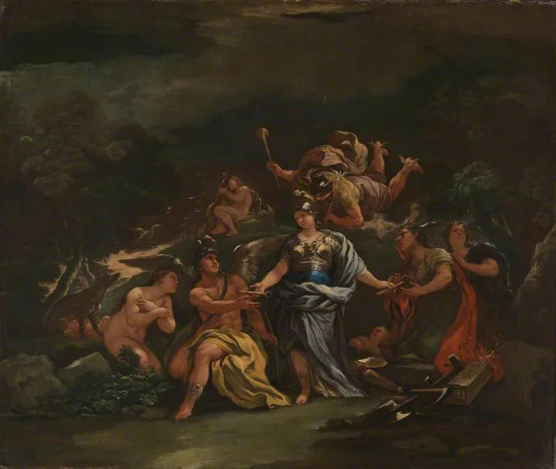 Minerve, beschermster van de kunsten en de wetenschappen - Luca Giordano