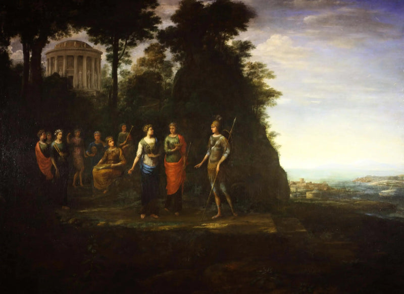 Minerva die de Muzen bezoekt op de berg Parnassus - Claude Lorrain