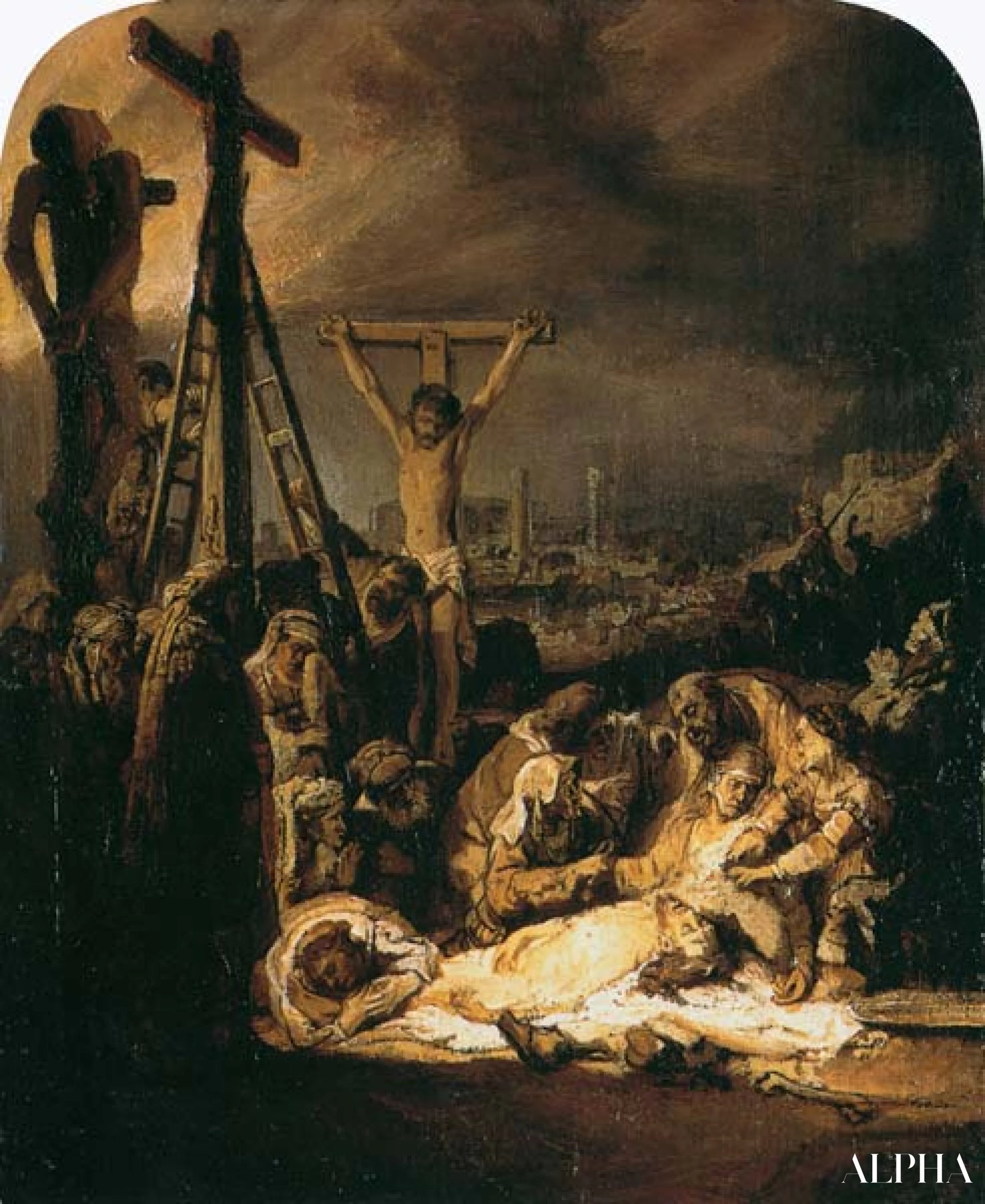 Mise en croix II - Rembrandt van Rijn - Reproducties van schilderijen en hoogwaardige schilderijen