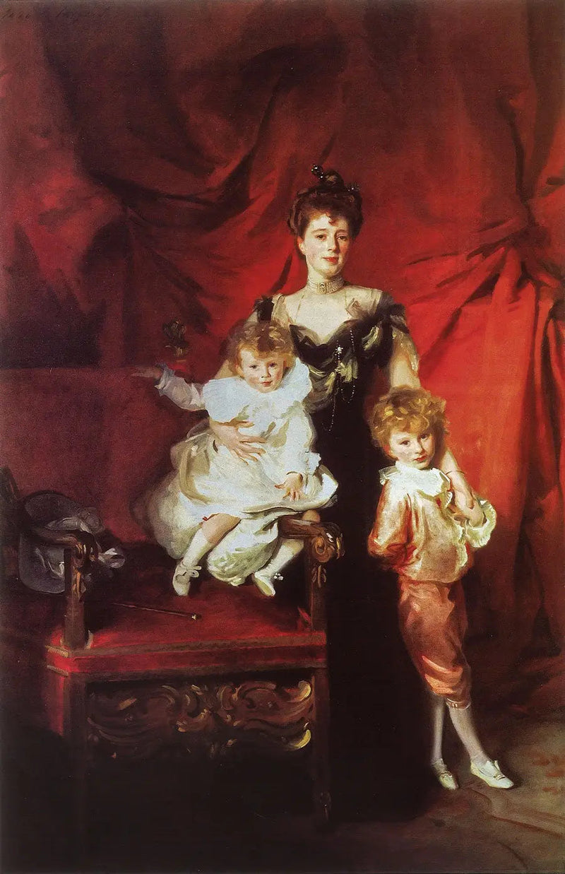 Mevrouw Cazalet en haar kinderen Edward en Victor - John Singer Sargent