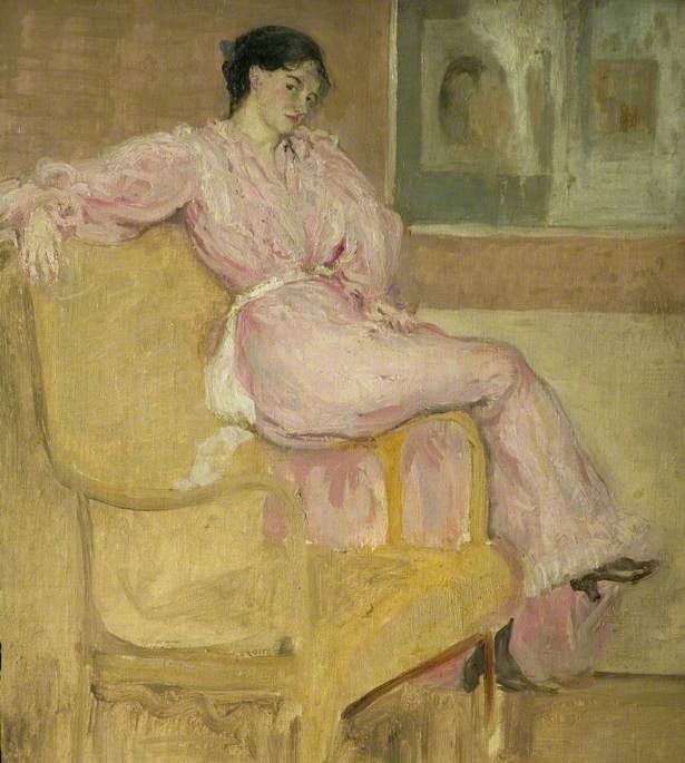 Mevrouw Conder in roze - Charles Conder