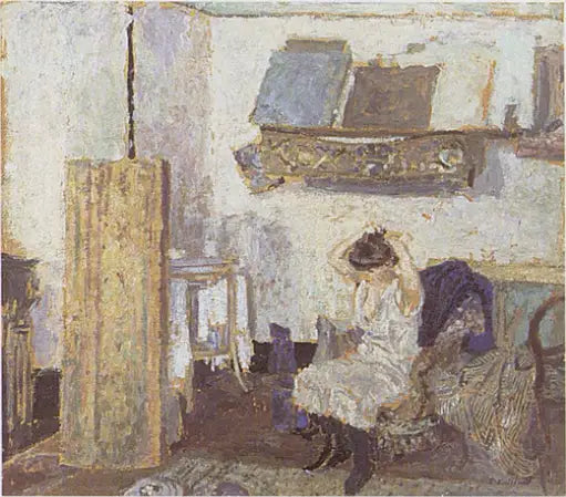 Zittend model in een fauteuil, zichzelf kammen - Édouard Vuillard