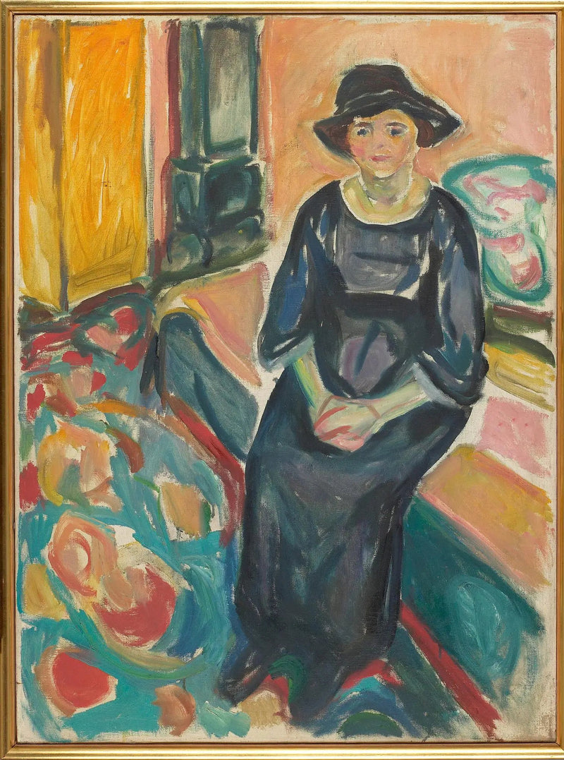 Hoedmodel, zittend op de bank - Edvard Munch