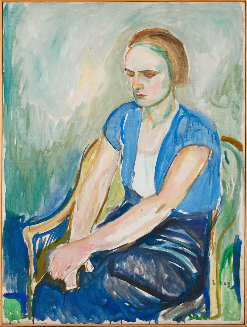 Model met handen op de knieën - Edvard Munch