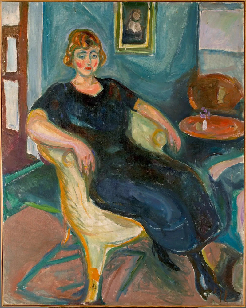 Model in een rieten stoel - Edvard Munch
