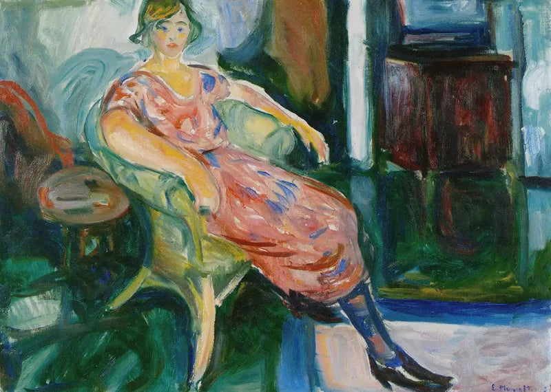 Model in een rieten stoel - Edvard Munch