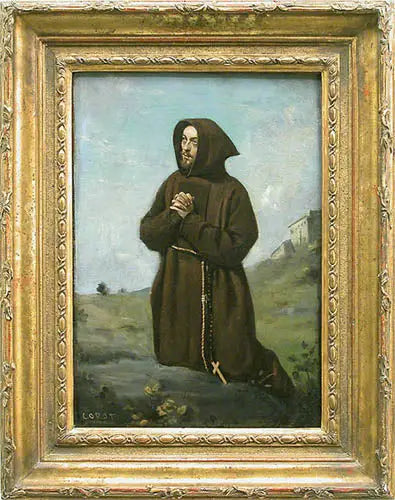 Moine in gebed, knielend - Jean-Baptiste Camille Corot