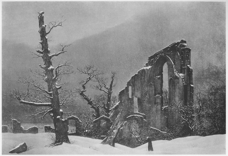Monnik in de sneeuw - Caspar David Friedrich