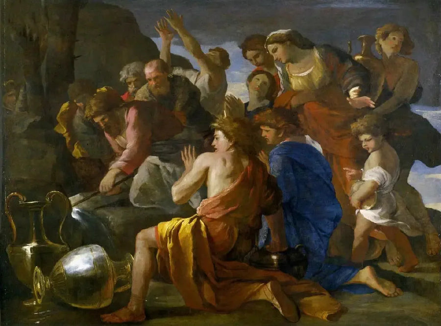 Mozes die de wateren van Mara verzacht - Nicolas Poussin