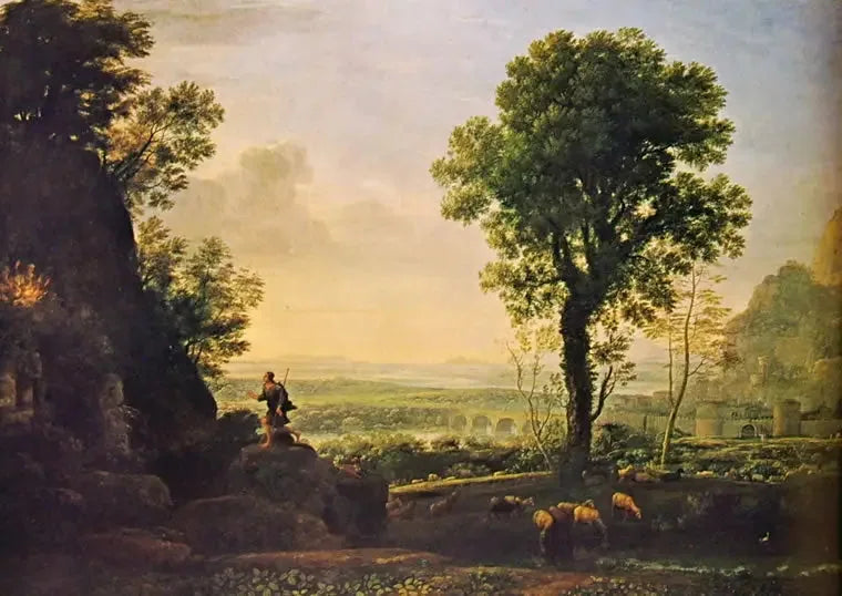 Mozes die de brandende braamstruik overdenkt - Claude Lorrain