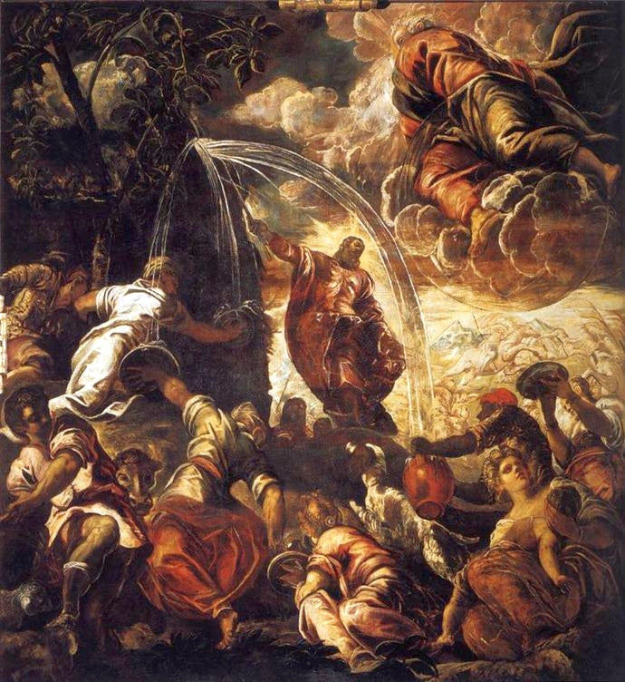 Mozes die water uit de rots laat stromen - Jacopo Tintoretto