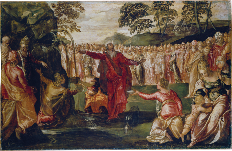 Mozes die op de rots slaat - Jacopo Tintoretto