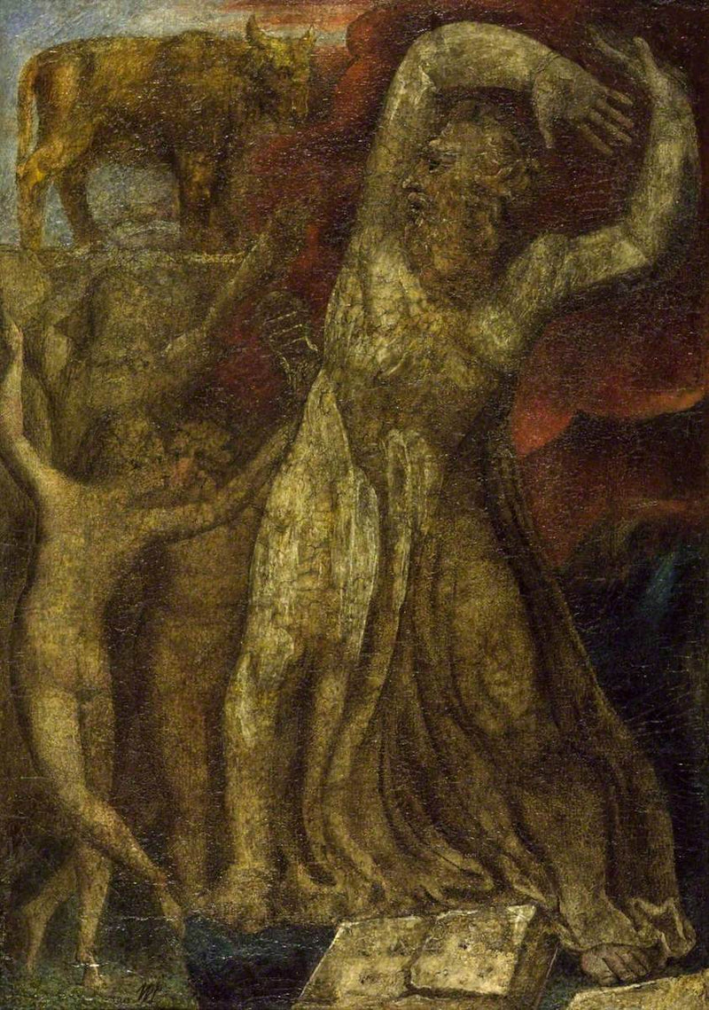 Mozes ontsteld voor het gouden kalf - William Blake