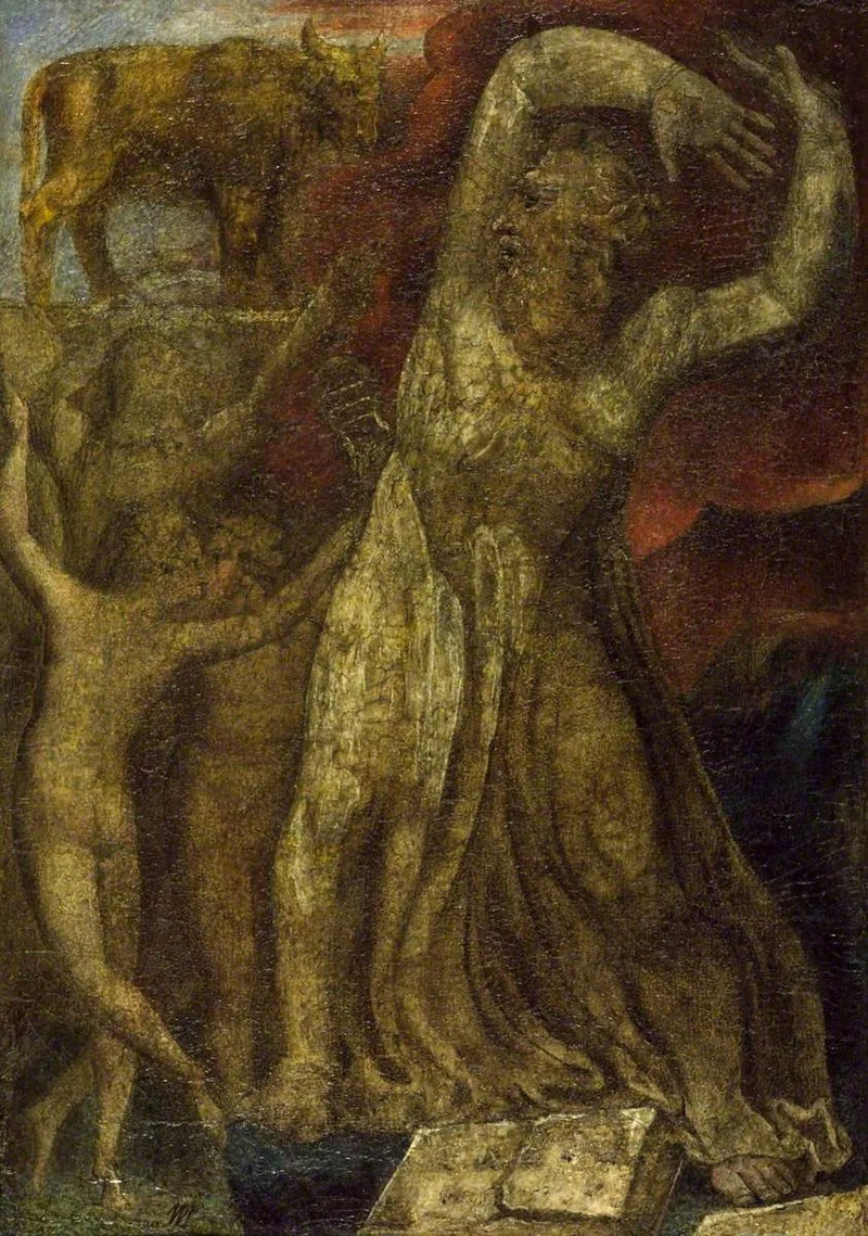 Mozes ontsteld voor het gouden kalf - William Blake