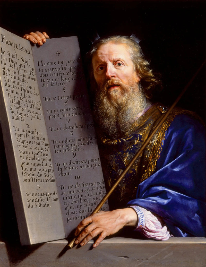 Mozes die de Tafel van de Wet presenteert - Philippe de Champaigne