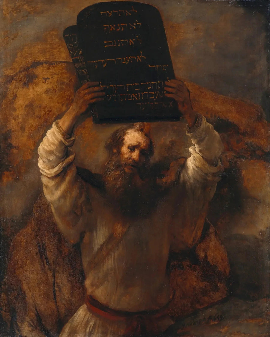 Mozes die de Tafels van de Wet verbrijzelt - Rembrandt