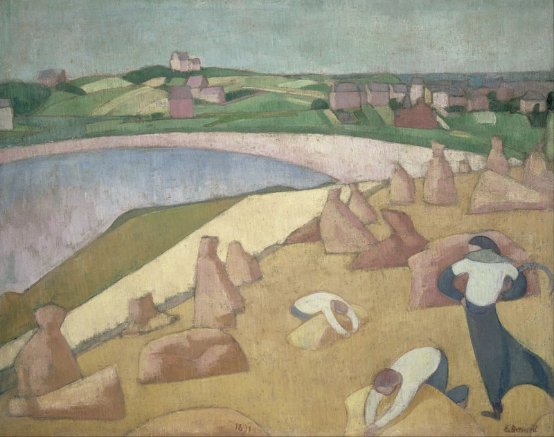 Oogst aan de rand van de zee - Émile Bernard