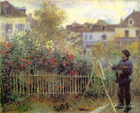 Monet peignant son jardin à Argenteuil - Pierre-Auguste Renoir - Reproductions de tableaux et peintures haut de gamme