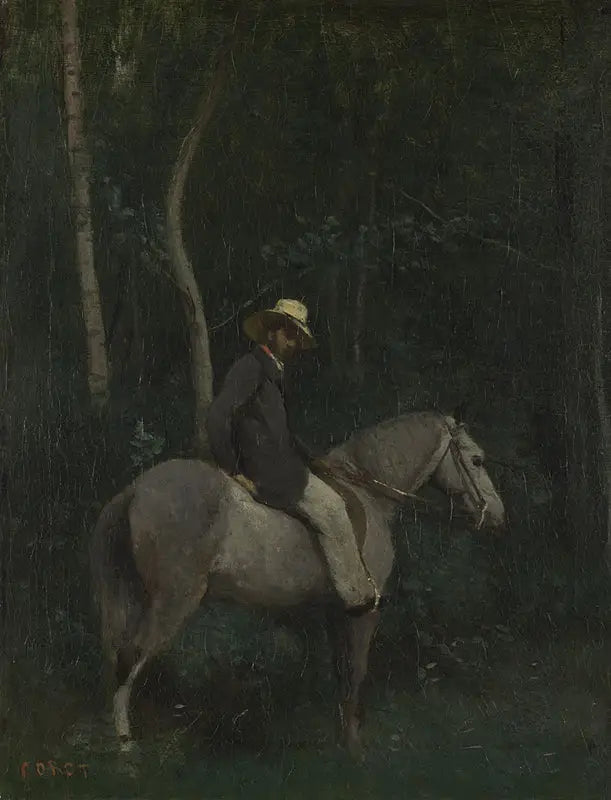 Mijnheer Pivot te paard - Jean-Baptiste Camille Corot
