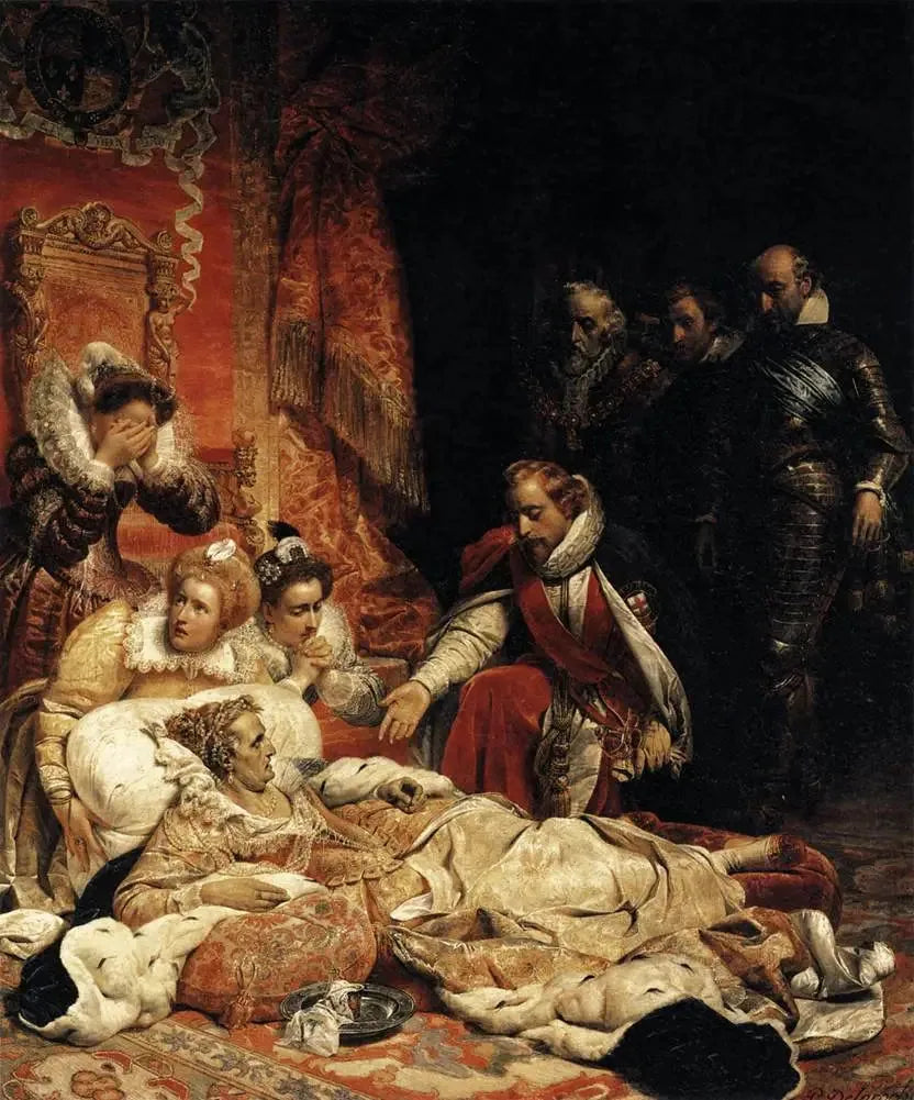 De dood van Elisabeth, koningin van Engeland, in 1603 - Paul Delaroche

Source:
Mort d'Elisabeth, reine d'Angleterre, en 1603 - Paul Delaroche