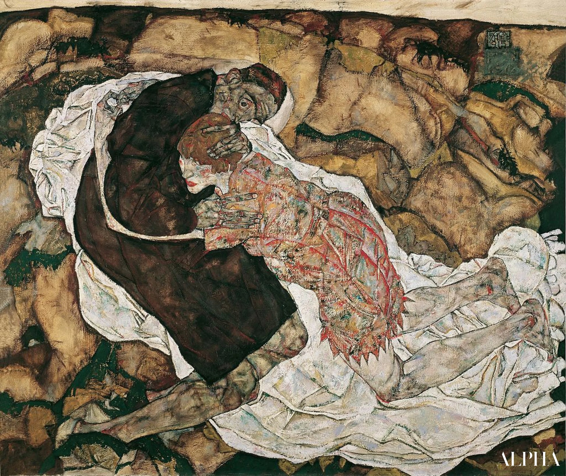 Dood en Jong Meisje - Egon Schiele - Reproducties van schilderijen en hoogwaardige schilderijen