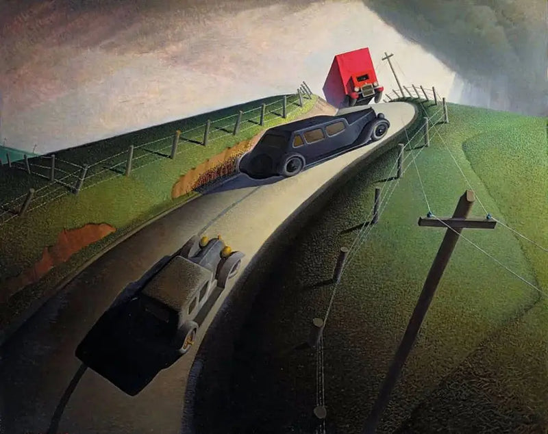 Dood op de bergkamroute - Grant Wood

Source:
Mort sur la route des crêtes - Grant Wood