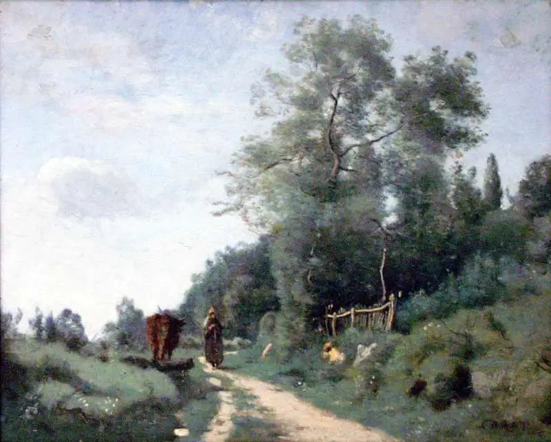 Mortefontaine. Het pad bij het kleine hek - Jean-Baptiste Camille Corot