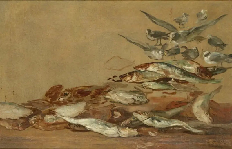 Meeuwen en vissen - Eugène Boudin