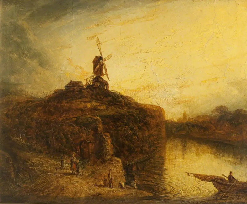 Windmolen boven een rivier - Rembrandt