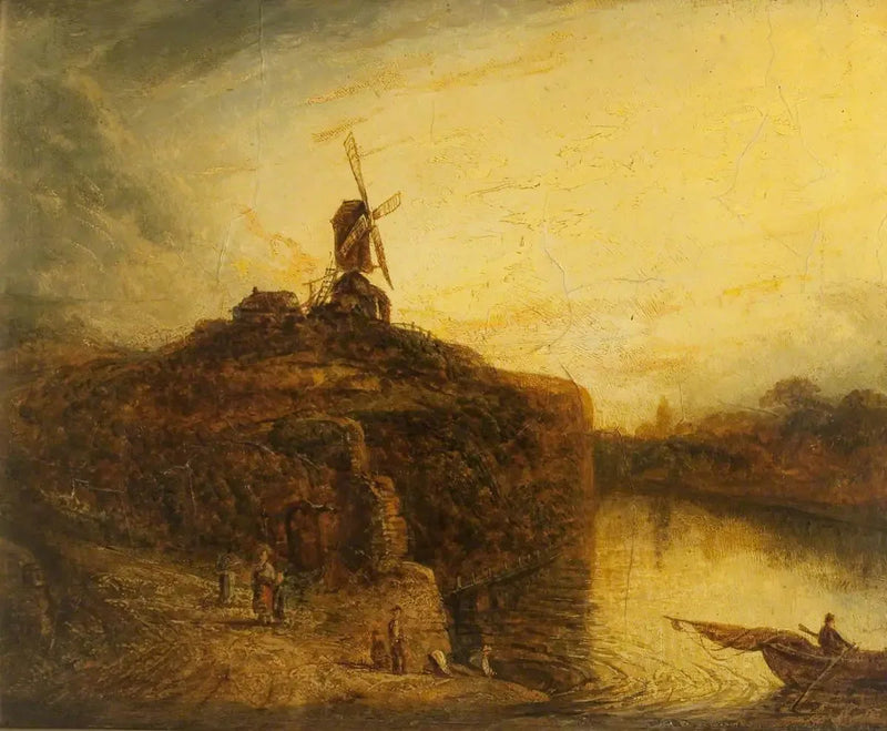Windmolen boven een rivier - Rembrandt
