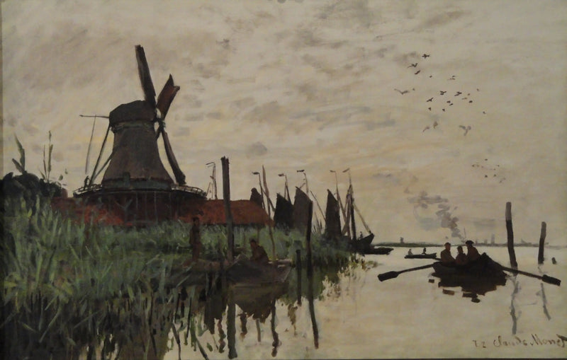 Molen en boten bij Zaandam - Claude Monet