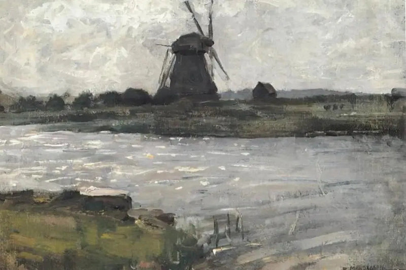 Oostzijdse Molen gezien vanaf de Landzicht boerderijkade - Piet Mondrian