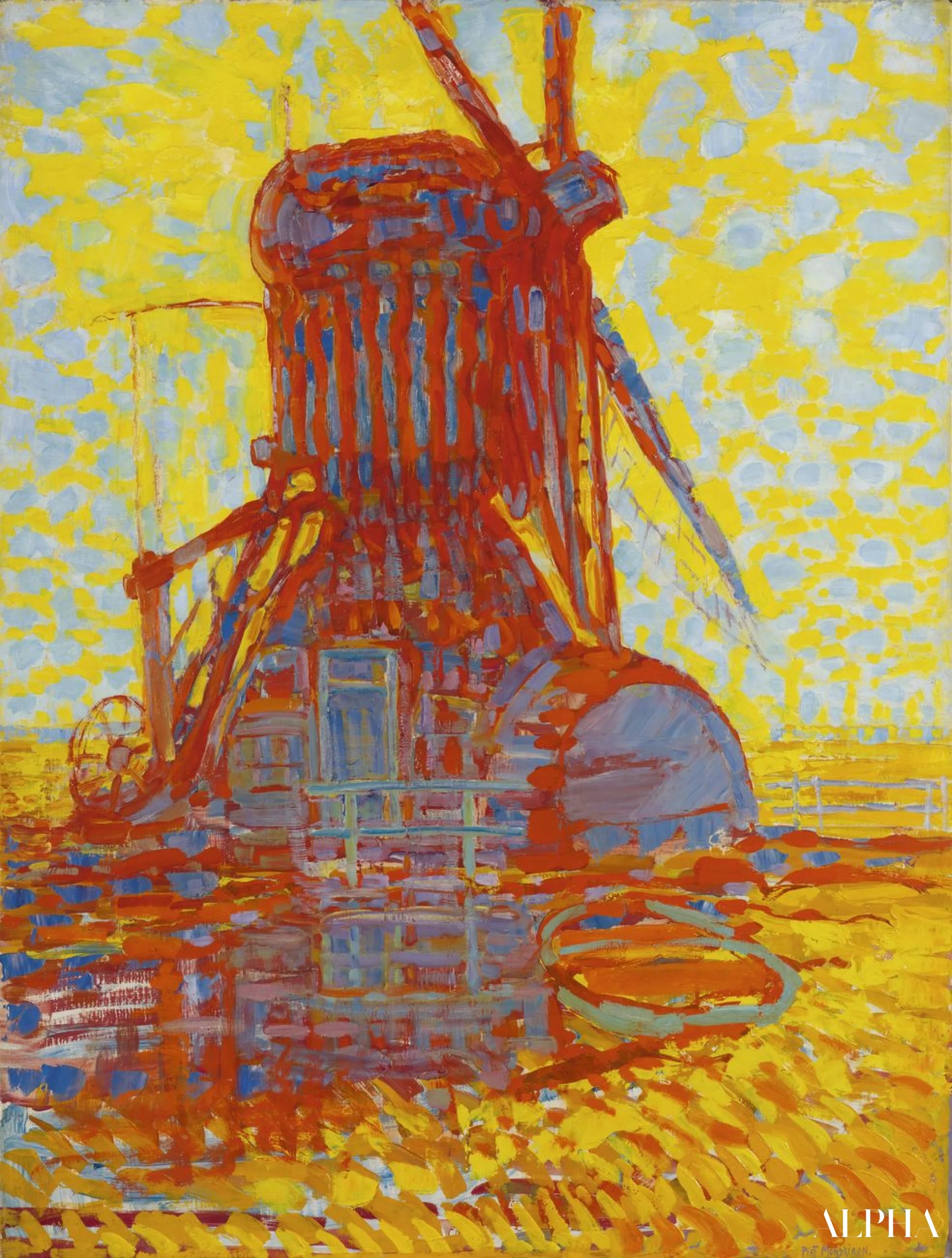 Molen in het zonlicht - Mondrian - Reproducties van schilderijen en hoogwaardige schilderijen