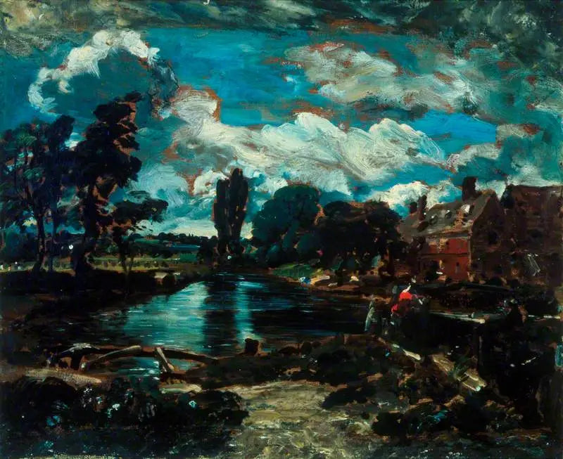 Moulin de Flatford depuis une écluse sur la Stour - John Constable image 1 copie de tableau peinte à la main