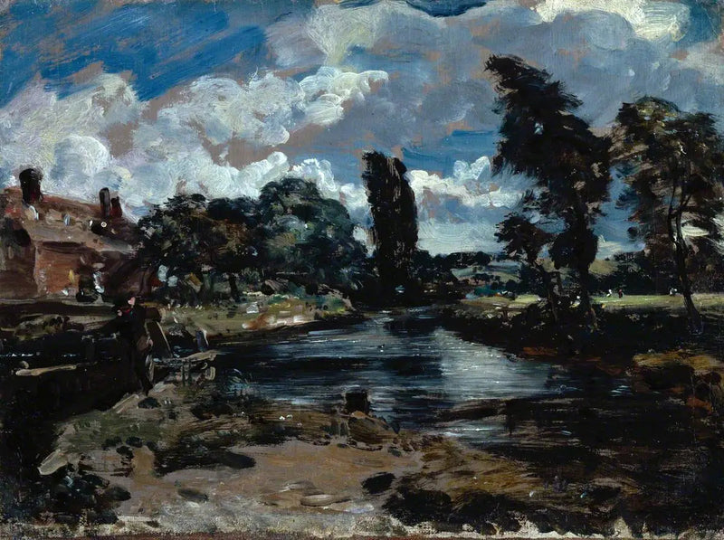 Moulin de Flatford vanaf een sluis op de Stour - John Constable