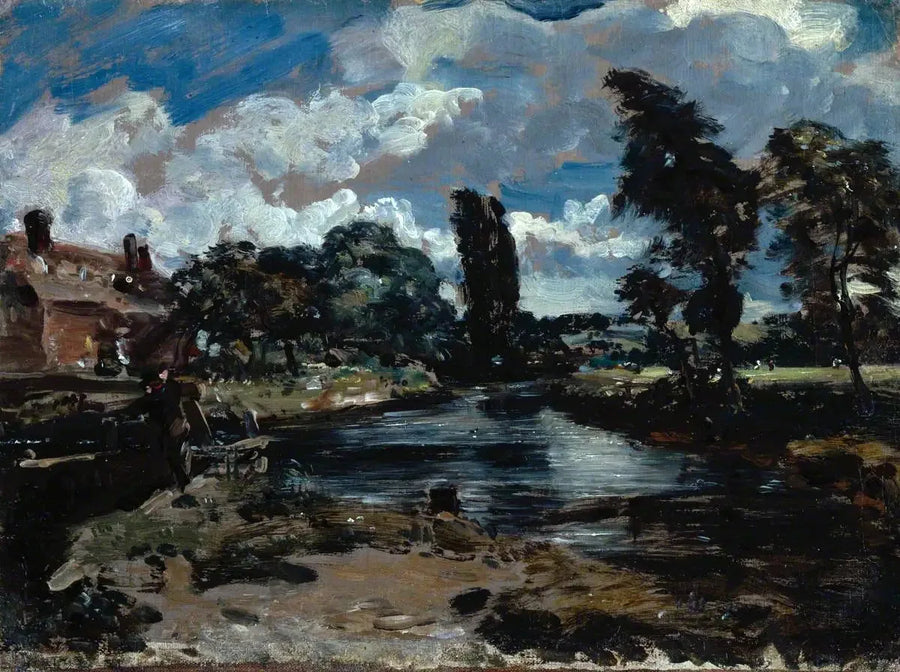 Moulin de Flatford vanaf een sluis op de Stour - John Constable
