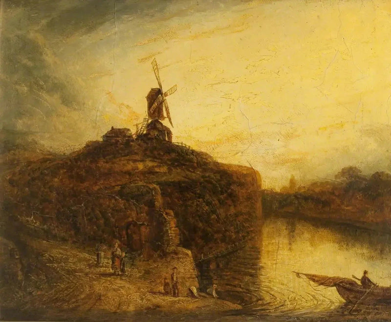 Windmolen boven een rivier - Rembrandt