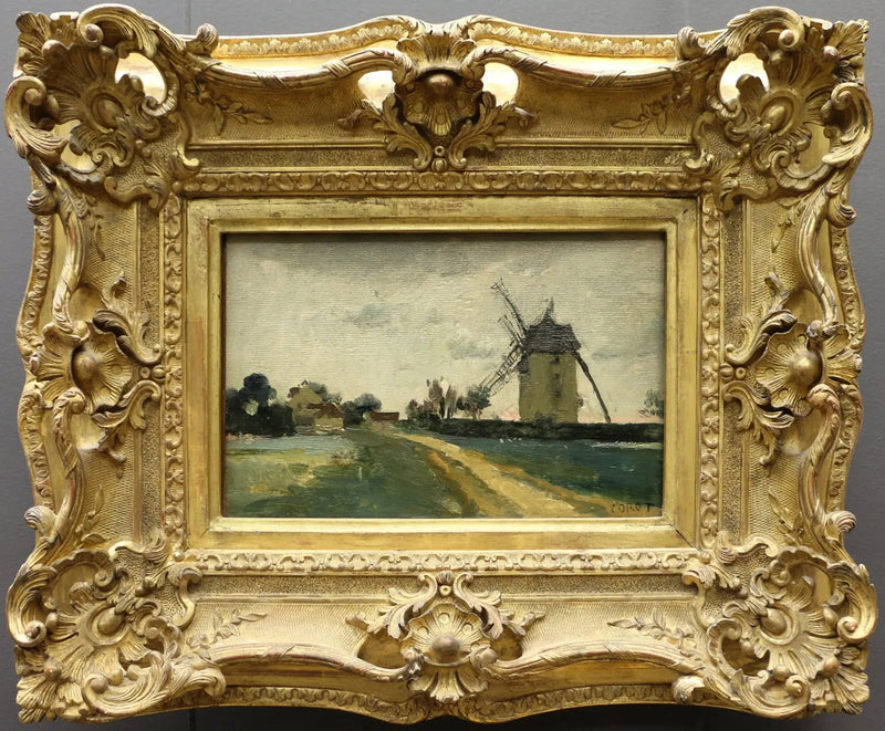 Tweeling windmolens op de heuvel van Picardië - Jean-Baptiste Camille Corot