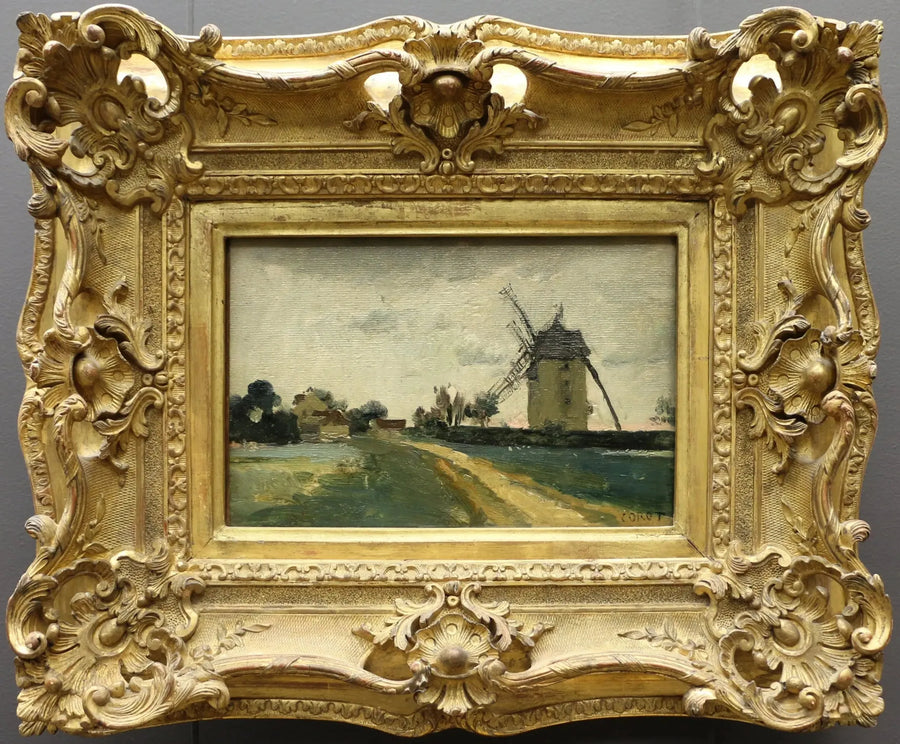 Tweeling windmolens op de heuvel van Picardië - Jean-Baptiste Camille Corot