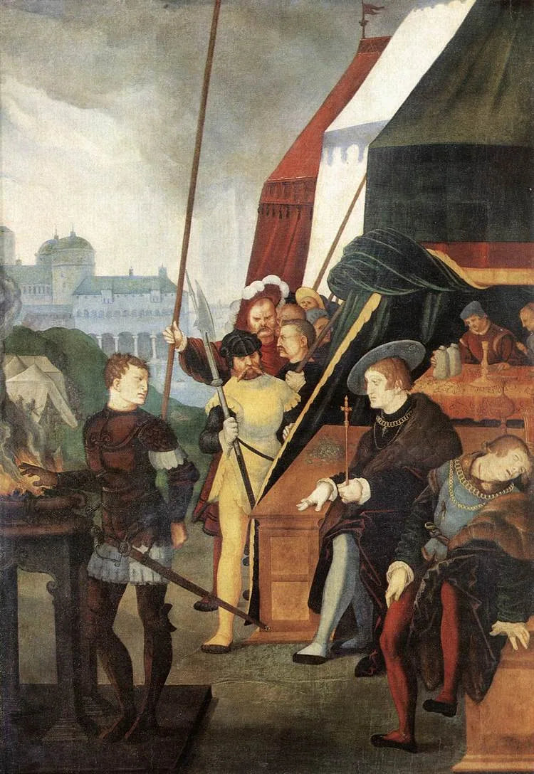Mucius Scævola voor Porsenna - Hans Baldung Grien
